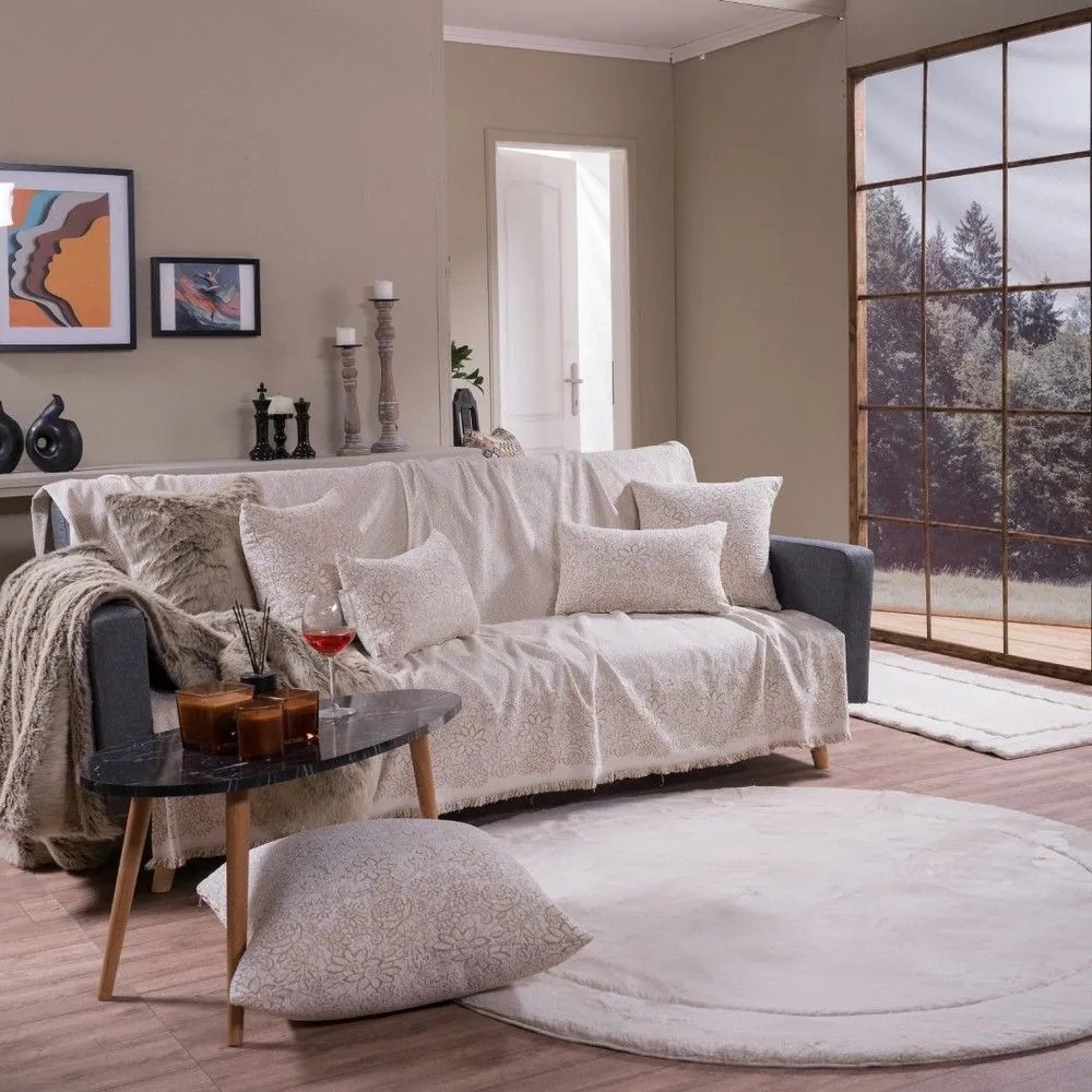 Ριχτάρι Mineapolis 01 Ecru Teoran Διθέσιο 180x250cm Βαμβάκι-Ακρυλικό