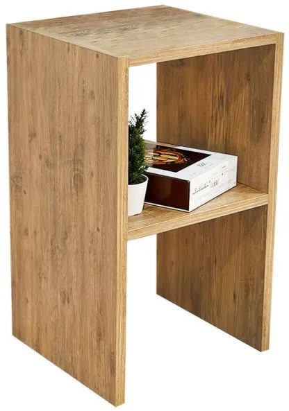 Βοηθητικό Τραπέζι Leofric Pakoworld Μελαμίνης Oak 30X30X60 εκ 197-000158 Pakoworld 197-000158 Καφέ