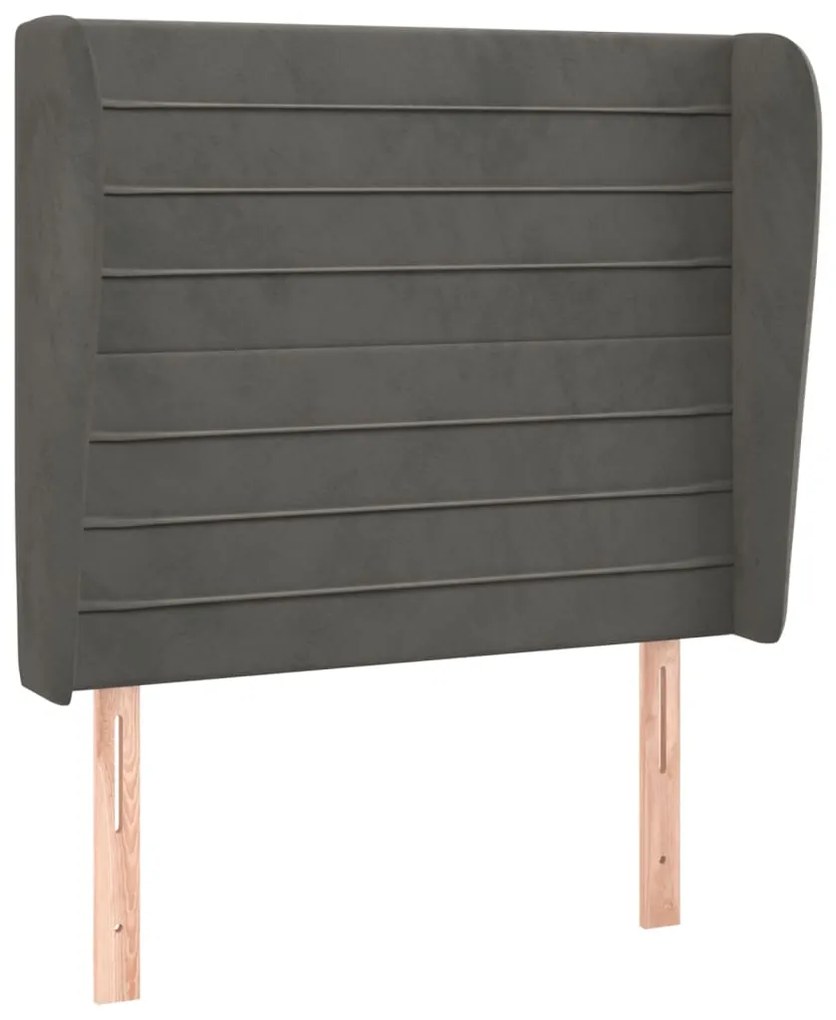 vidaXL Κεφαλάρι με Πτερύγια Σκούρο Γκρι 93 x 23 x 118/128εκ.Βελούδινο