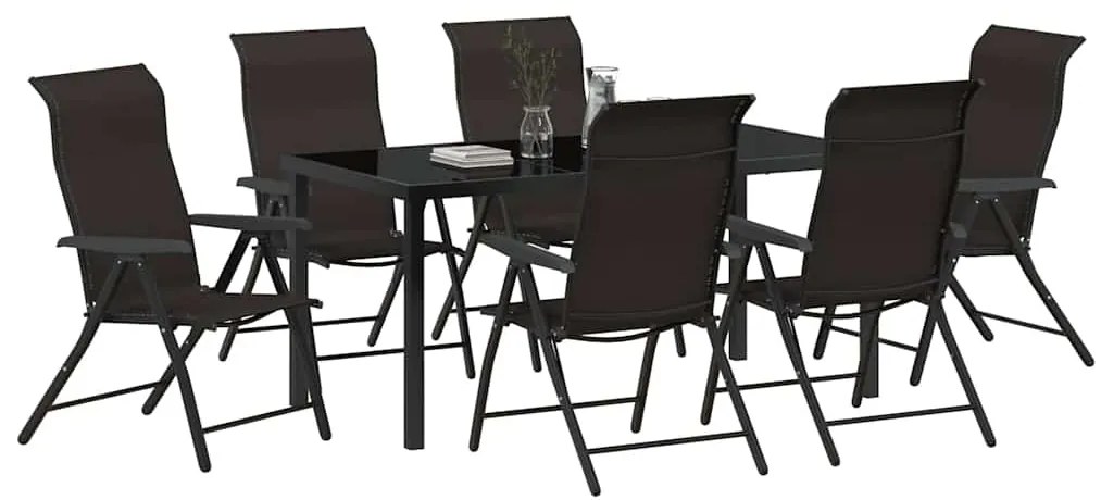 vidaXL Σέτ φαγητού για κήπο 7 pcs Μαύρος καφές Πολυ ράταν