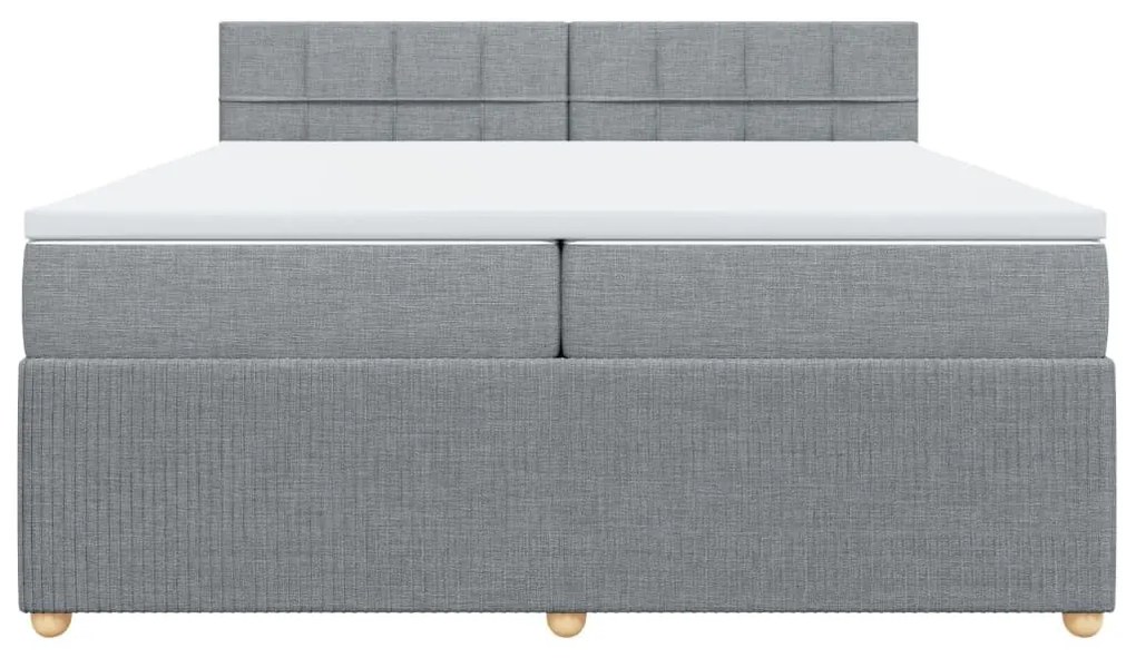 Κρεβάτι Boxspring με Στρώμα Ανοιχτό Γκρι 200x200 εκ. Υφασμάτινο - Γκρι