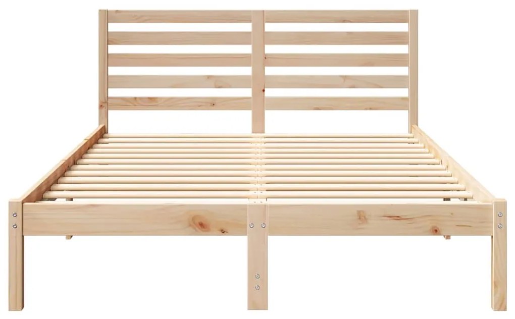 vidaXL Σκελετός Κρεβατιού Καφέ 135 x 190 cm Μασίφ ξύλο πεύκου