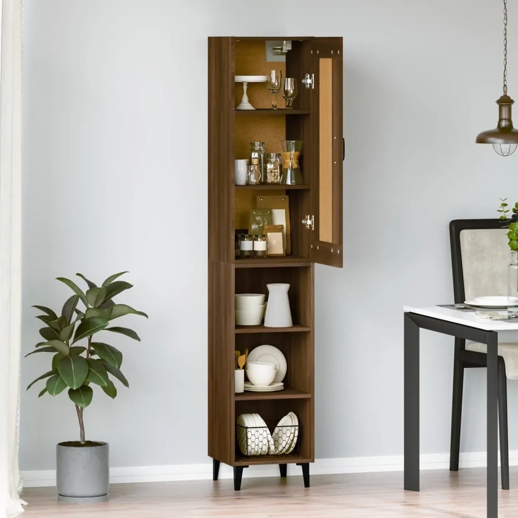 vidaXL Ντουλάπι Καφέ Δρυς 35 x 34 x 180 εκ. από Επεξεργασμένο Ξύλο