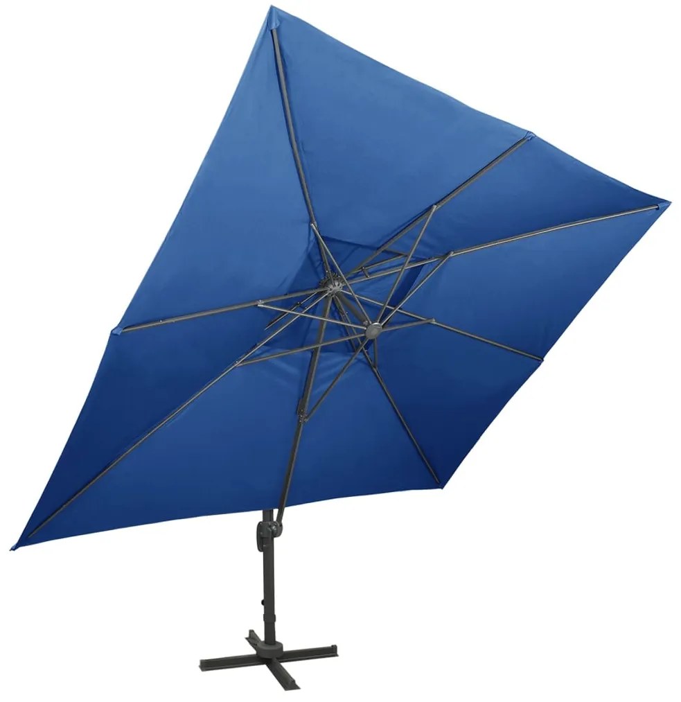 vidaXL Ομπρέλα Κρεμαστή Κήπου με Διπλή Οροφή Μπλε Αζούρ 400x300 εκ.