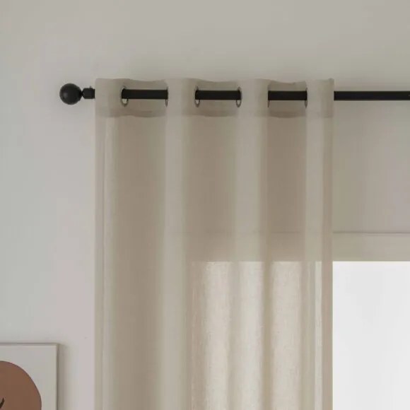 Beauty Home Κουρτίνα γάζα μονόχρωμη με 8 μεταλλικούς κρίκους Fit Art 8447 140x270 Μπεζ