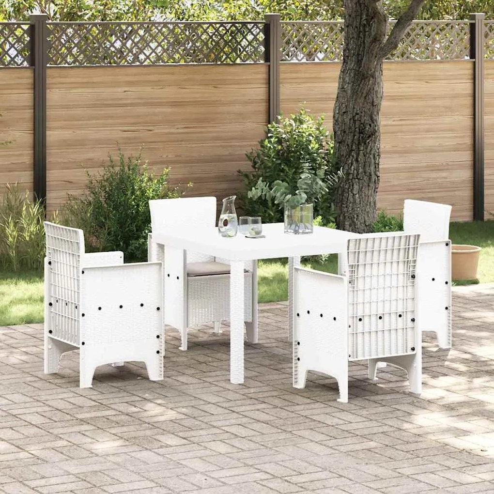 vidaXL Σέτ φαγητού για κήπο 5 pcs Λευκό Rattan Polt