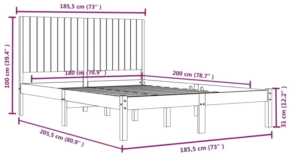 ΠΛΑΙΣΙΟ ΚΡΕΒΑΤΙΟΥ 180 X 200 ΕΚ. ΜΑΣΙΦ ΞΥΛΟ 6FT SUPER KING SIZE 3104428