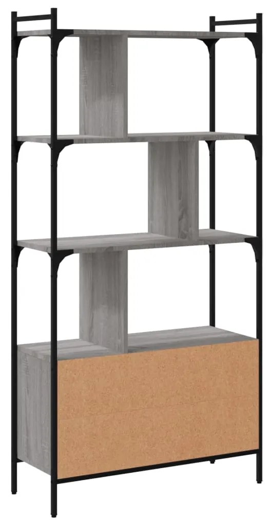 vidaXL Βιβλιοθήκη με Πόρτες Γκρι Sonoma 76,5x30x154,5 εκ. Επεξ. Ξύλο