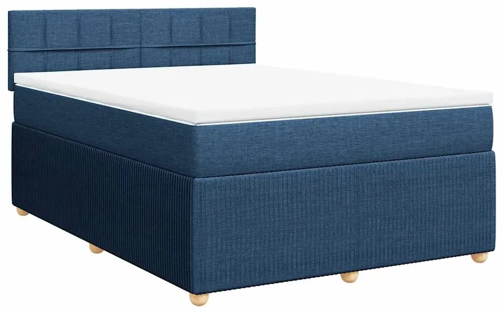 ΚΡΕΒΑΤΙ BOXSPRING ΜΕ ΣΤΡΩΜΑ ΜΠΛΕ 140X190 ΕΚ. ΥΦΑΣΜΑΤΙΝΟ 3289757