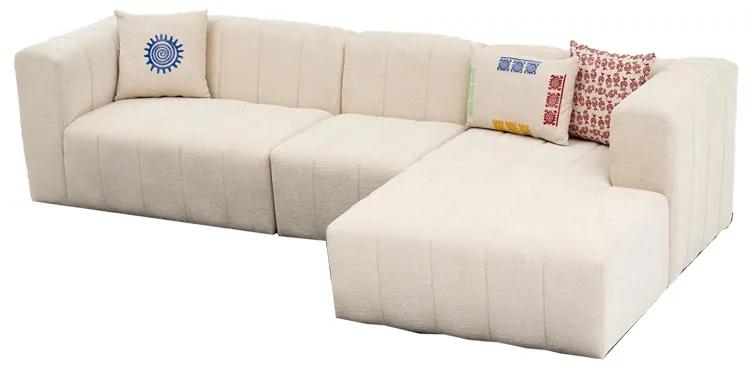 Γωνιακός καναπές Beyza αριστερή γωνία κρεμ ύφασμα 299x160x73εκ Υλικό: Fabric: 100%  POLYESTER (Chenille Textured Fabric) / Frame: Beech wood / PP Legs / DNS Foam for seat and back 071-001548
