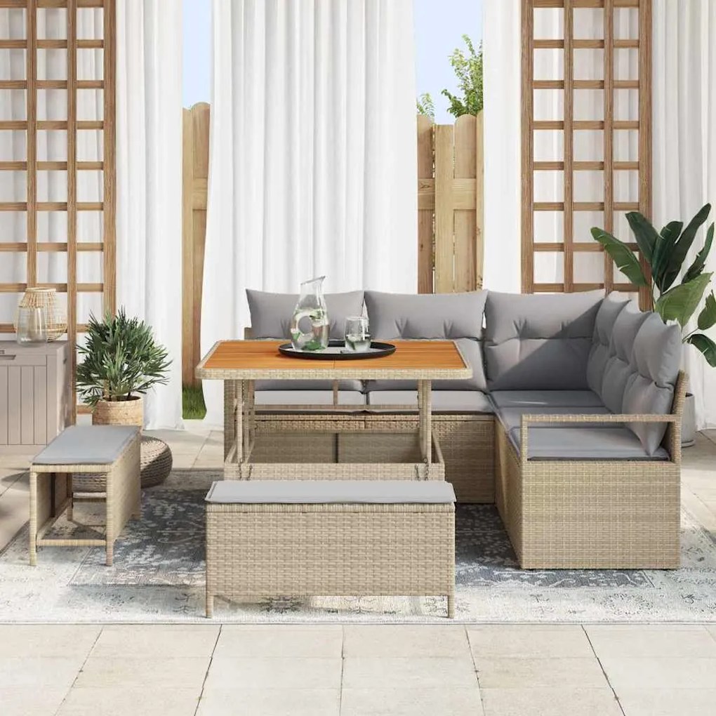 vidaXL Σετ Καναπέ Κήπου 8 pcs Μπεζ, Ανοιχτό Γκρι 100 x 100 x 71 cm