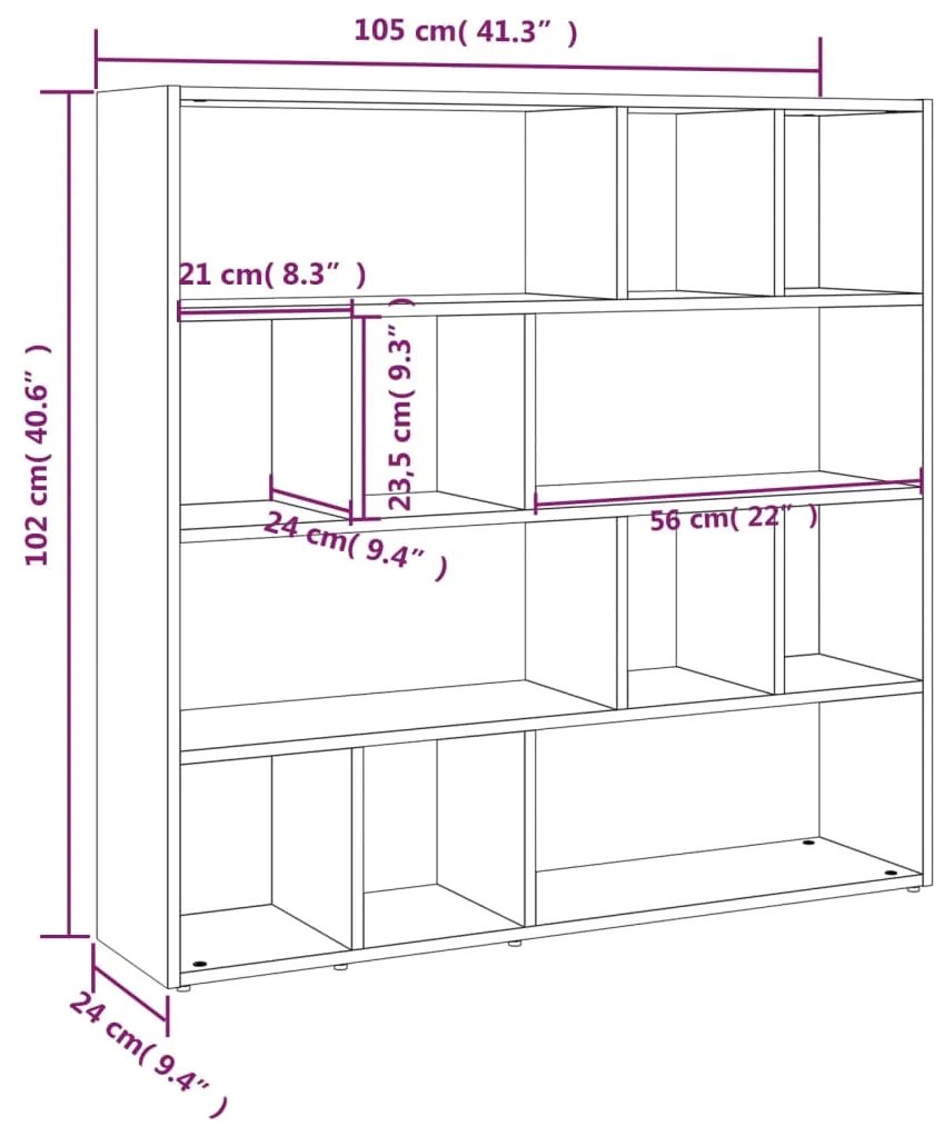 Βιβλιοθήκη/Διαχωριστικό Χώρου Γκρι Sonoma 105 x 24 x 102 εκ. - Γκρι