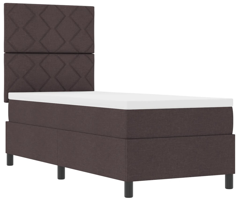 vidaXL Κρεβάτι Box Spring με Ματράζ Σκούρο Καφέ 80x200 εκ. Ύφασμα