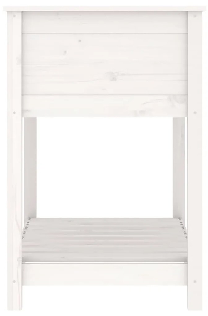 vidaXL Ζαρντινιέρα με Ράφι Λευκή 82,5x54x81 εκ. Μασίφ Ξύλο Πεύκου
