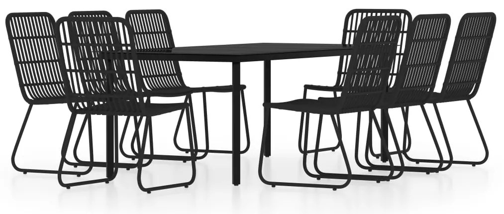 vidaXL Σετ Τραπεζαρίας Κήπου 9 Τεμαχίων Μαύρο