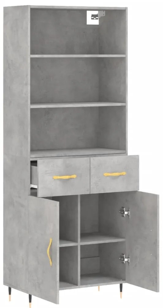 vidaXL Ντουλάπι Γκρι Σκυροδέματος 69,5x34x180 εκ. Επεξεργασμένο Ξύλο