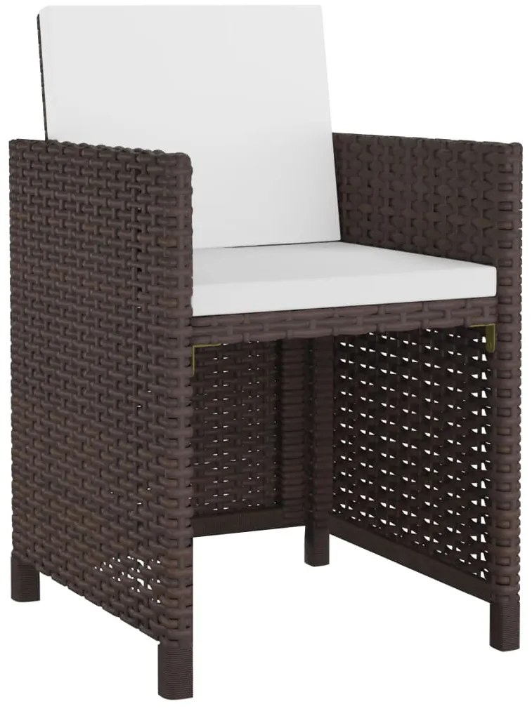 vidaXL Σετ Τραπεζαρίας Εξ. Χώρου 5 τεμ. Καφέ Συνθ. Ρατάν με Μαξιλάρια