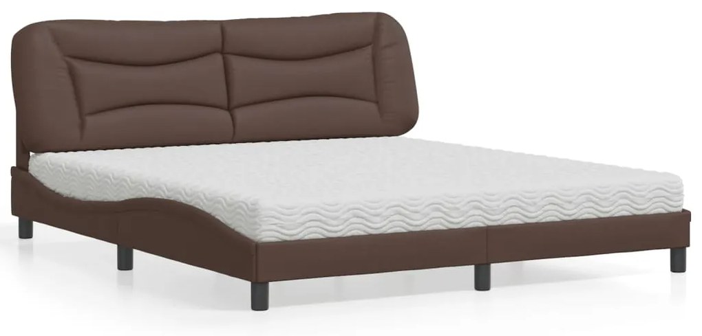 vidaXL Κρεβάτι με Στρώμα Καφέ 180x200 εκ. Συνθετικό Δέρμα