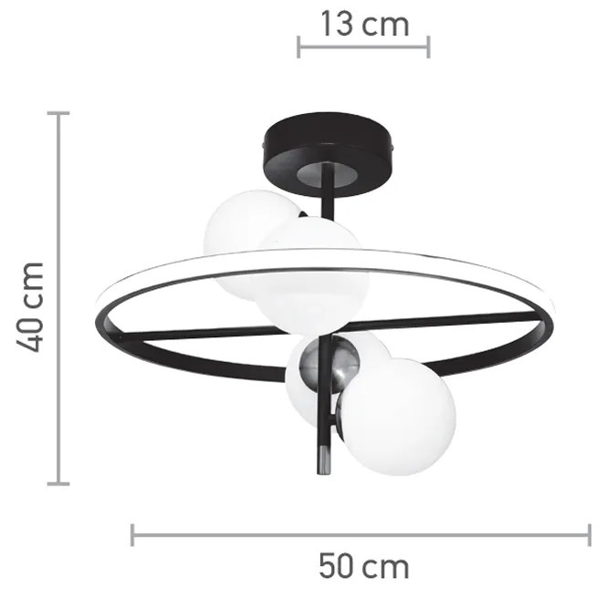 Κρεμαστό φωτιστικό LED 20W 3000K και 4XG9 σε μαύρο και χρυσαφί χρώμα D:50cm (6063) - 1.5W - 20W - 6063