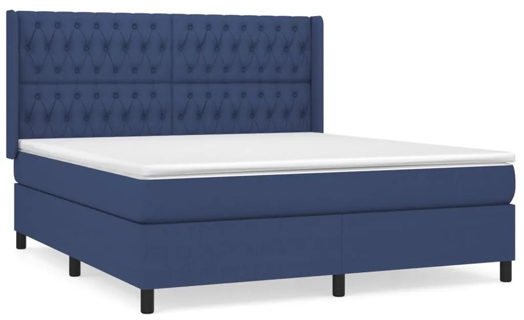 vidaXL Κρεβάτι Boxspring με Στρώμα Μπλε 180x200 εκ. Υφασμάτινο