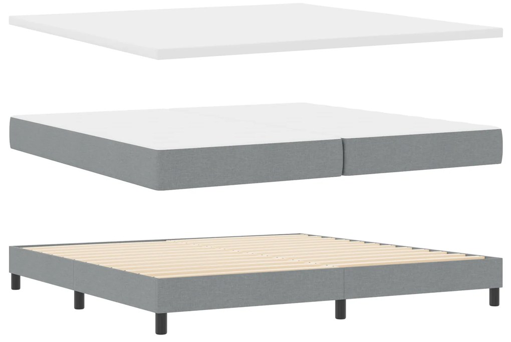 vidaXL κρεβάτι με Βάση  με Στρώμα Ανοιχτό Γκρι 200x200 cm Ύφασμα
