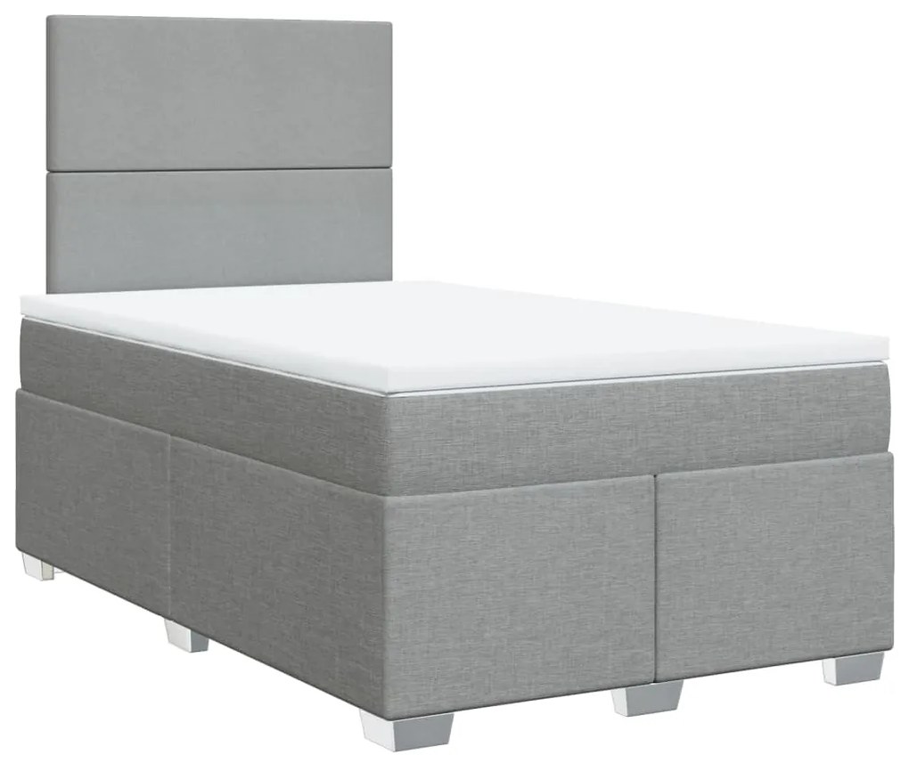 Κρεβάτι Boxspring με Στρώμα Ανοιχτό Γκρι 120x200 εκ. Υφασμάτινο - Γκρι