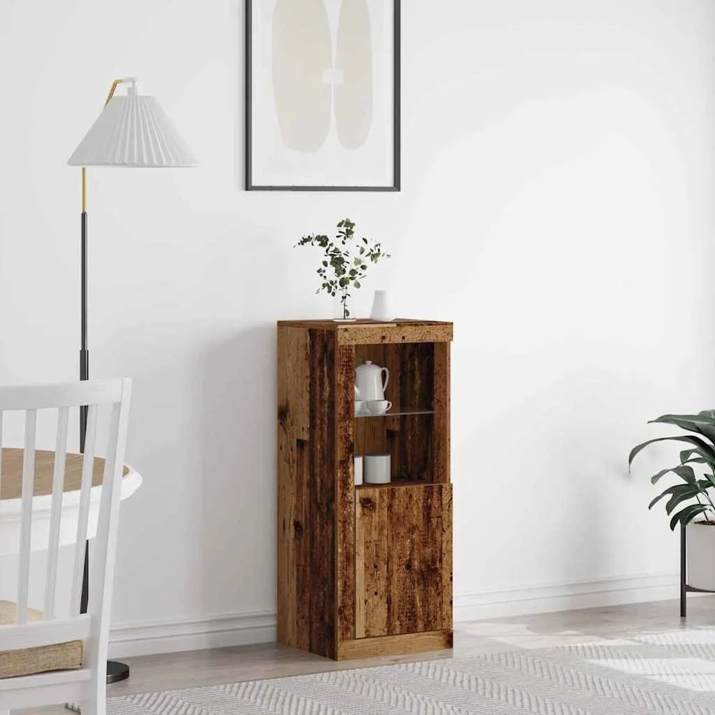 Πλευρικό Τραπέζι LED Παλιό ξύλο 41 x 37 x 100 εκ