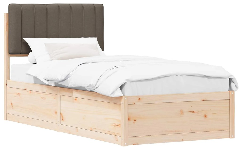 vidaXL Σκελετός Κρεβατιού με Επενδεδυμένο Κεφαλάρι Taupe 90 x 190 cm