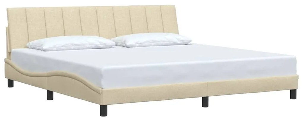 vidaXL Σκελετός Κρεβατιού Χωρίς Στρώμα Hanko Κρεμ 200x200 εκ. Υφασμάτινο