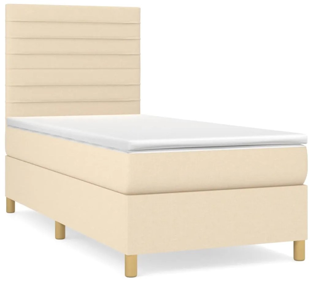 vidaXL Κρεβάτι Boxspring με Στρώμα Κρεμ 80 x 200 εκ. Υφασμάτινο