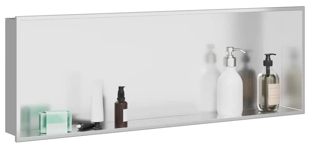 vidaXL Νίτσα Μπάνιου Ασημί 90 x 30 x 9.5 εκ. Ανοξείδωτο ατσάλι