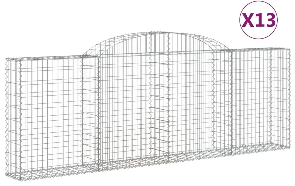 vidaXL Συρματοκιβώτια Τοξωτά 13 τεμ. 300x30x100/120 εκ. Γαλβαν. Ατσάλι