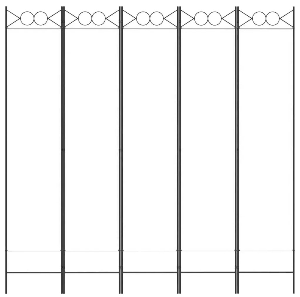 Διαχωριστικό Δωματίου με 5 Πάνελ Λευκό 200x200 εκ. από Ύφασμα - Λευκό