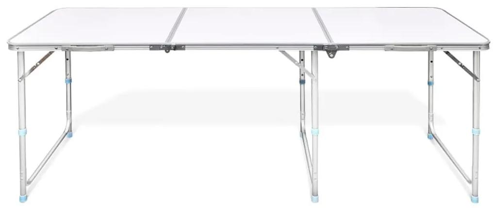 Τραπέζι Camping Πτυσσόμενο Ρυθμιζόμενου Ύψους 180 x 60 εκ. Αλουμινίου - Λευκό