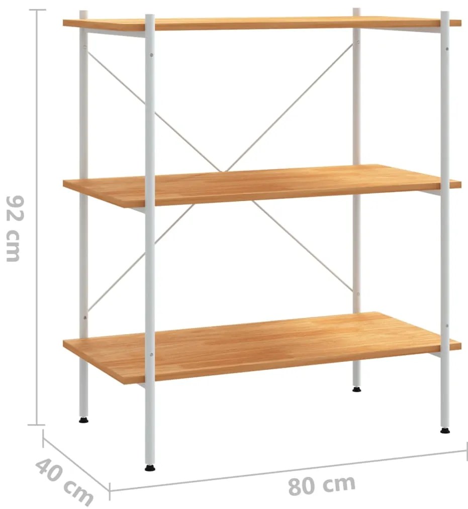 vidaXL Ραφιέρα 3 Επιπέδων Λευκή και Δρυς 80 x 40 x 92 εκ.