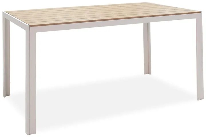 Τραπέζι Nares pakoworld αλουμίνιο λευκό-plywood φυσικό 140x80x72.5εκ