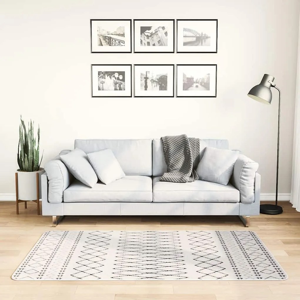 vidaXL Χαλί Πλενόμενο Αντιολισθητικό Μαύρο / Λευκό 80 x 150 εκ.