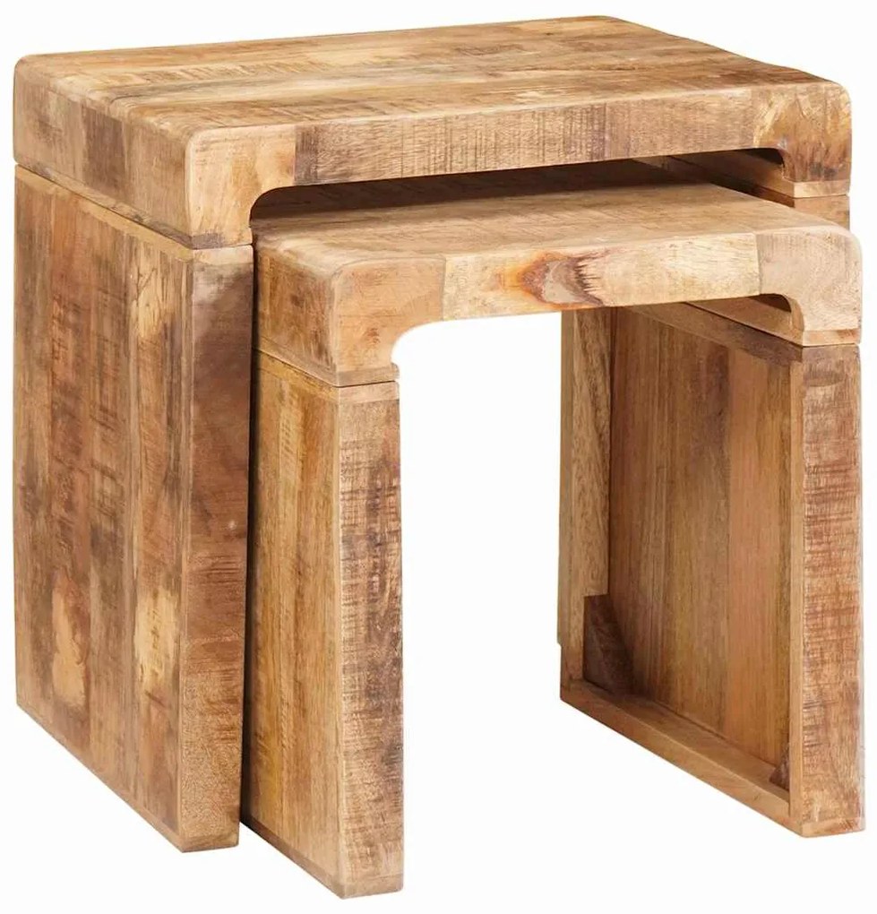 vidaXL Ένθετα τραπέζια 2 pcs Καφέ 46 x 40 x 46 εκ. Στερεό ξύλο μάνγκο