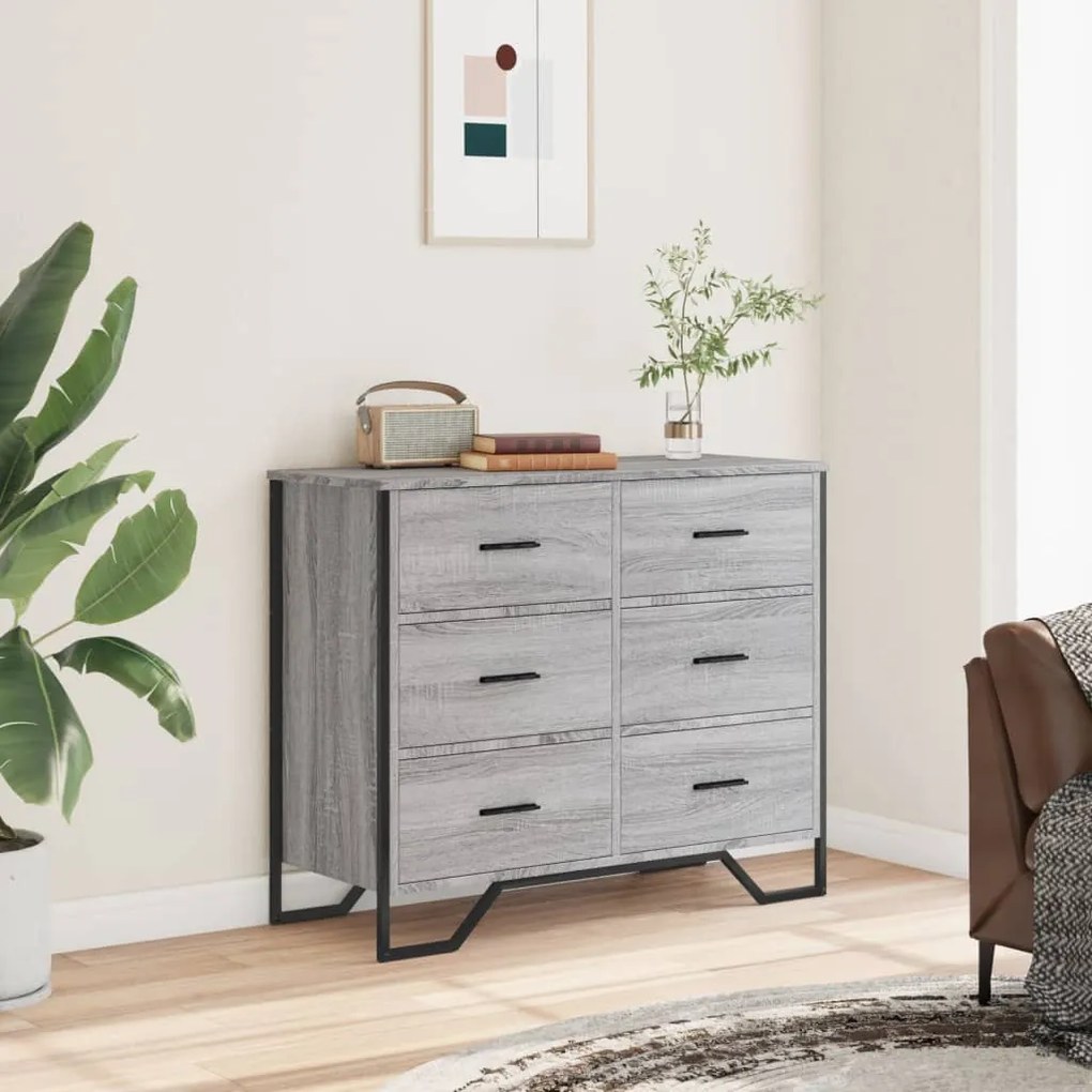 vidaXL Συρταριέρα Γκρι Sonoma 91x35,5x74,5 εκ. από Επεξεργ. Ξύλο