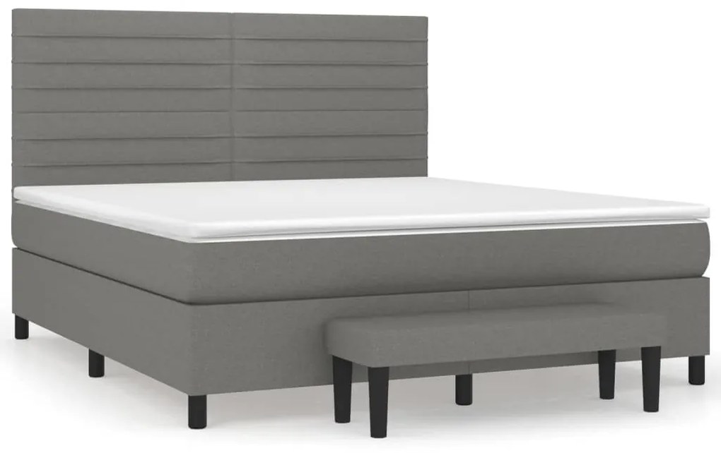 Κρεβάτι Boxspring με Στρώμα Σκούρο Γκρι 160x200 εκ Υφασμάτινο - Γκρι