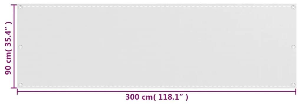vidaXL Διαχωριστικό Βεράντας Λευκό 90 x 300 εκ. από HDPE