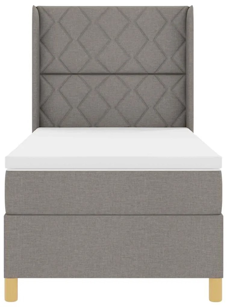 vidaXL Κρεβάτι με ελατήριο με στρώμα Taupe 100 x 200 cm ύφασμα