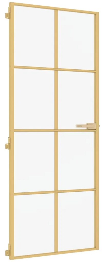 vidaXL Εσωτερική Πόρτα Χρυσή 83 x 201,5 εκ. Ψημένο Γυαλί &amp; Αλουμίνιο