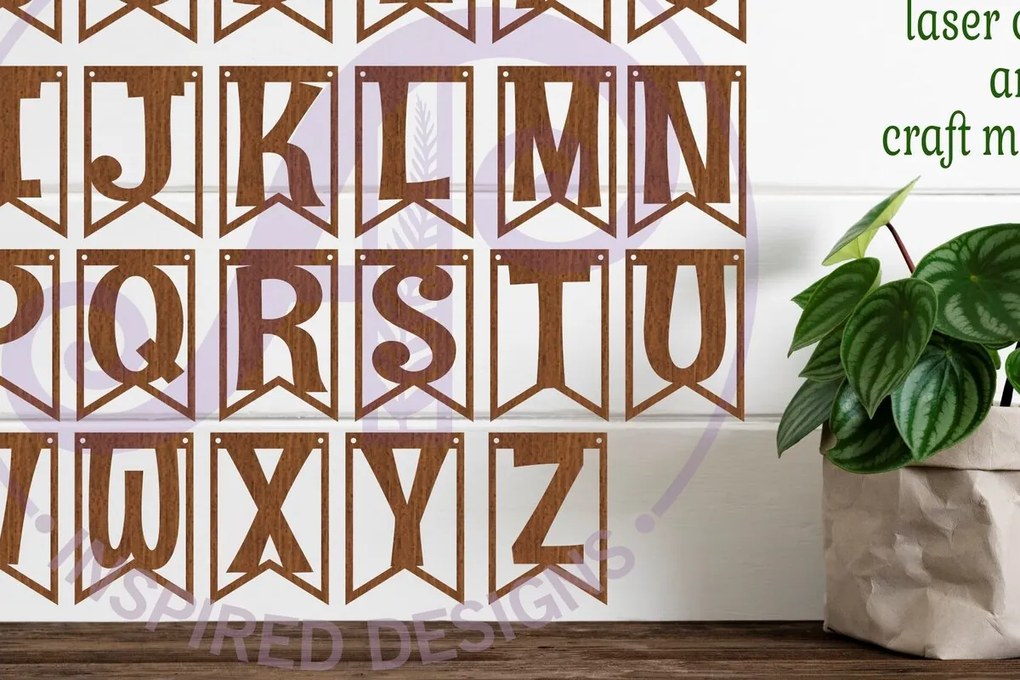 Intra απο ξύλο plywood 3mm-4mm πάχος Alphabet Bunting Banner Flags Δίασταση 30x20 cm INTRAFABR-98676439