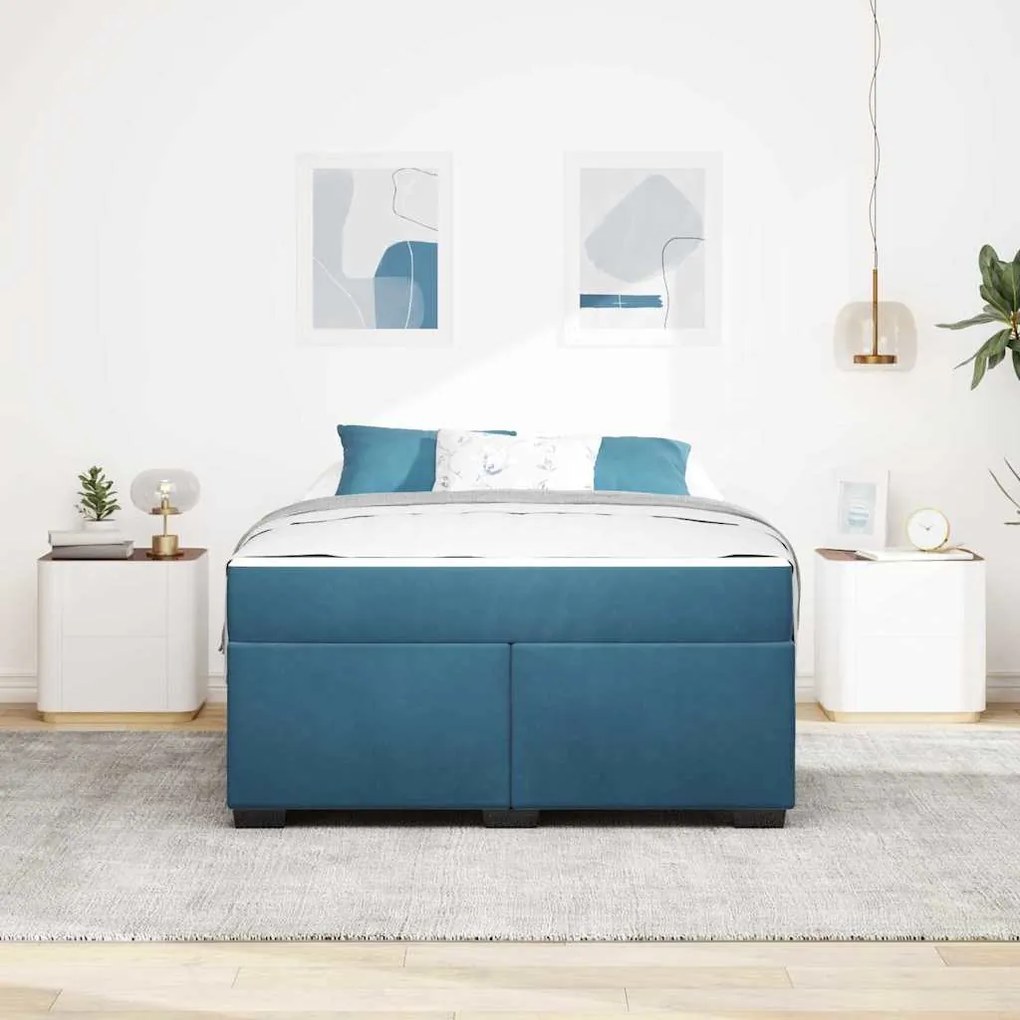 vidaXL Σκελετός Κρεβατιού Άλλο Σκούρο Μπλε 160 x 200 cm Βελούδο