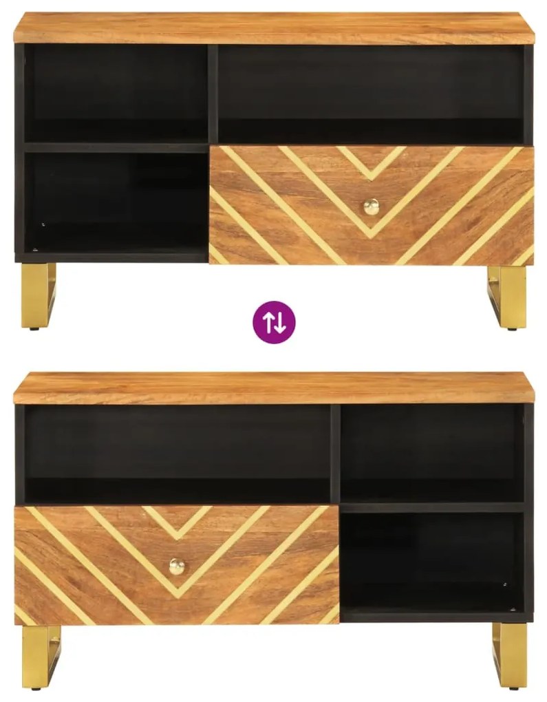 vidaXL Έπιπλο Τηλεόρασης Καφέ/Μαύρο 80x33,5x46 εκ. Μασίφ Ξύλο Μάνγκο