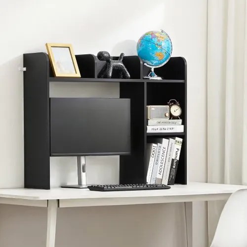 VEVOR Desktop Bookshelf Black Desktop Storage Organizer 2-Tier for Office &amp; Home