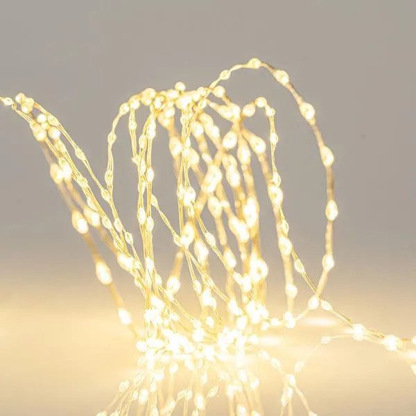Eurolamp Σειρά 100 Mini LED Θερμό Λευκό 9.9m Σταθερό ΙΡ44 Ασημί Σύρμα 600-07301