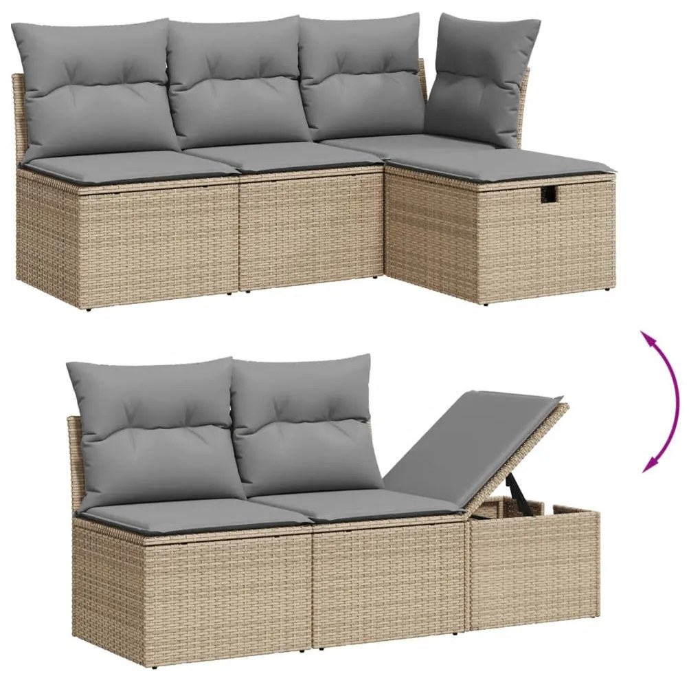 vidaXL Σαλόνι Κήπου Σετ 7 τεμ. Μπεζ Συνθετικό Ρατάν με Μαξιλάρια