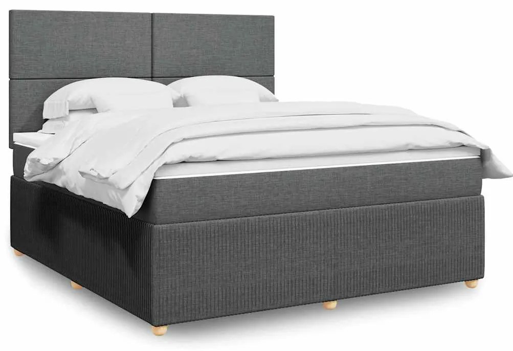 vidaXL Κρεβάτι Boxspring με Στρώμα Σκούρο Γκρι 180x200 εκ Υφασμάτιν
